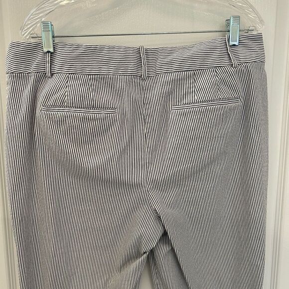 Ann Taylor Factory Women’s Blue/White Pin Striped Ankle Pants Size 14 No Flaws - Picture 6 of 11